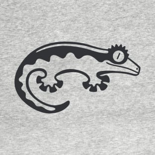 Crested gecko. Minimalist art for geckos and lizards lovers in dark ink T-Shirt